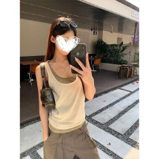 批发夏季<b class='q'>新款</b>美式慵懒风叠搭“真两件”背心宽松显瘦辣妹上衣女