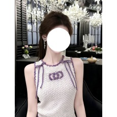 批发黛颜王后 小香风撞色边针织无袖背心女春季百搭蝴蝶结装饰<b class='q'>上衣</b>潮