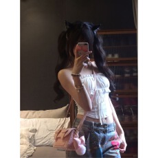 批发无肩带内搭抹胸内衣甜美风一字肩蝴蝶结系带美背心女夏带胸垫上衣