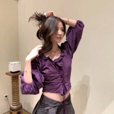 批发法式绝美别致刺绣镂空收腰显瘦绑带<b class='q'>衬衫</b>上衣2026夏季新款
