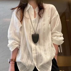批发2026春夏新款松弛感宽松百搭韩系时髦通勤白色衬衫女<b class='q'>长袖</b>衬衣