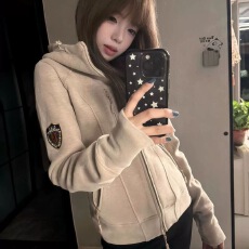 批发韩版修身<b class='q'>显瘦</b>连帽外套女美式复古潮牌<b class='q'>户外</b>运动卫衣春季上衣