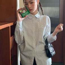 批发甜美学院风减龄圆角翻领小<b class='q'>波点</b><b class='q'>衬衫</b>女秋季女士<b class='q'>衬衣</b>设计感上衣外穿
