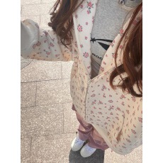 批发日系甜美碎花外套<b class='q'>女</b>秋冬<b class='q'>新款</b>宽松休闲开衫学院风百搭小众连帽卫衣