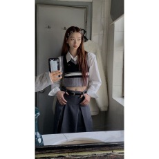 小个子学生春秋季2026新款学院风短款上衣叠穿马甲背心针织衫女装