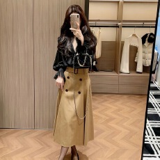 批发实体店质量 西装半身裙女2026<b class='q'>新款</b>复古高级感小众设计a字高腰长裙