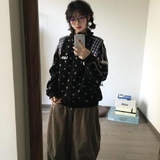 批发美式复古星星满印立领<b class='q'>夹克</b>外套女春秋冬2026新潮牌情侣款拉链卫衣