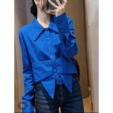 批发小众设计感百搭气质显白显瘦舒适款克莱因蓝色<b class='q'>衬衫女</b>2026早春开衫