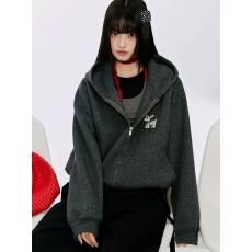 批发美式复古哥特风连帽开衫卫衣女春秋2026新款潮牌情侣宽松慵懒外套