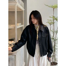 批发复古黑色气质机车pu皮衣外套女<b class='q'>春</b>秋新款宽松好看时尚高街叠穿夹克