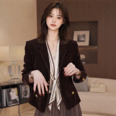 批发秋季新款西服高级感通勤显瘦气质百搭休闲上衣丝绒<b class='q'>小西装</b><b class='q'>外套女</b>
