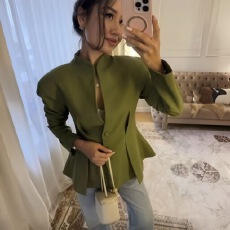 批发<b class='q'>欧美</b>风领口镂空外套女气质修身显瘦西装女<b class='q'>裙</b>下摆外套女掐腰上衣女