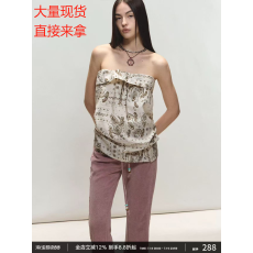 批发PRRP 复古度假桑蚕丝腰果花两穿抹胸/半裙 松弛翻折抹胸上衣