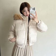 批发上衣短款连帽大毛领保暖棉衣棉服女今年秋冬新款<b class='q'>大码</b>宽松棉袄外套