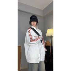 批发三条杠休闲立领春秋开衫卫衣宽松新款夹克运动复古棒球上衣外套