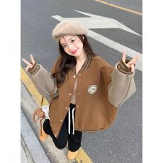 批发美式ins潮棒球服外套女百搭情侣拼接潮流秋冬复古vintage宽松上衣