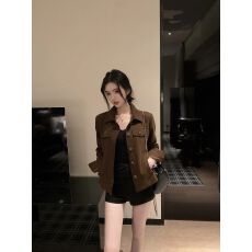 批发2025秋冬新款百搭工装夹克上衣韩版复古短款百搭<b class='q'>修身</b>显瘦小众外套