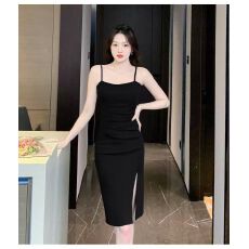 批发法式吊带辣妹性感2025新款开衩<b class='q'>连衣裙</b>女纯欲风高腰显瘦内搭包臀裙