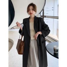 批发2026秋冬韩版高级炸街休闲百搭咖色西装外套女韩国西服宽松风衣