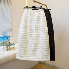 批发胖妹妹大码华夫格夹棉半身裙2025<b class='q'>冬</b>新款高腰慵懒遮胯显瘦A字裙子