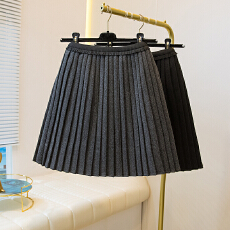 批发松紧腰毛呢百褶裙女大码胖MM2025秋冬高腰气质百褶裙五分中裙潮