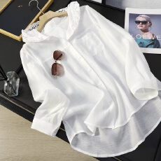 批发大码胖MM2026夏新款蕾丝连帽<b class='q'>衬衣</b>女防晒薄款长袖宽松开衫外套上衣