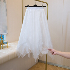 批发大码胖MM韩系甜美蕾丝<b class='q'>不规则</b><b class='q'>半身裙</b>女2026夏新款高腰显瘦a字裙