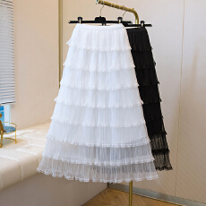 批发大码胖MM蕾丝网纱雪纺木耳边蛋糕裙女2026<b class='q'>夏</b>遮跨温柔超仙A字长裙