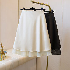 批发大码胖MM法式优雅风缎面半身裙2026春<b class='q'>夏</b>松紧腰双层百搭气质半裙