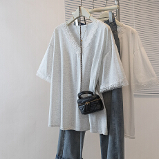 批发大码胖MM<b class='q'>蕾丝</b>花边短袖<b class='q'>T</b><b class='q'>恤</b>女2026夏宽松显瘦遮肚子轻薄凉快半袖<b class='q'>T</b><b class='q'>恤</b>