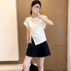 批发大码胖MM法式设计感无袖T恤女2026夏新款高级感<b class='q'>通勤</b>短袖显瘦上衣
