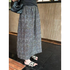 批发大码复古印花亚麻半身裙女<b class='q'>夏</b>季2026新款显瘦遮胯宽松高腰半身裙