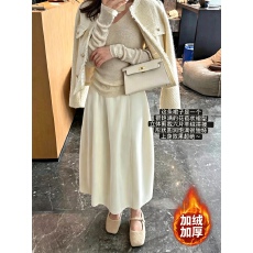 批发气质温柔六片羊绒拼接花苞裙女2026<b class='q'>冬</b>大码宽松显瘦垂感百搭半身裙