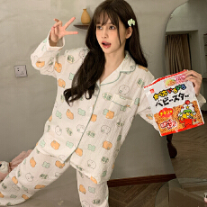 批发100%纯棉<b class='q'>婴儿</b>双层纱布睡衣女长袖长<b class='q'>裤</b>春秋卡通可爱少女家居服套装