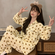 批发100%纯棉<b class='q'>婴儿</b>双层纱布睡衣女长袖长<b class='q'>裤</b>春秋卡通可爱少女家居服套装