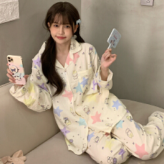 批发100%纯棉<b class='q'>婴儿</b>双层纱布睡衣女长袖长<b class='q'>裤</b>春秋卡通可爱少女家居服套装