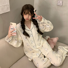 批发100%纯棉<b class='q'>婴儿</b>双层纱布睡衣女长袖长裤<b class='q'>春秋</b>卡通可爱少女家居服<b class='q'>套装</b>