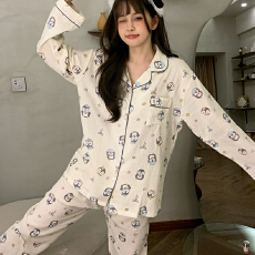 批发100%纯棉<b class='q'>婴儿</b>双层纱布睡衣女长袖长裤<b class='q'>春秋</b>卡通可爱少女家居服<b class='q'>套装</b>