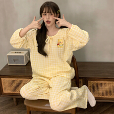批发100%纯棉<b class='q'>婴儿</b>双层纱布睡衣女长袖长裤<b class='q'>春秋</b>卡通可爱少女家居服<b class='q'>套装</b>