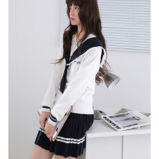 批发海军领针织衫长袖2025早秋新品学院可拆卸领子JK少女裙子两件套装