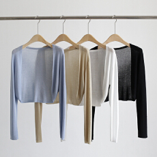 批发短款冰丝<b class='q'>针织</b>防晒开<b class='q'>衫</b>小外套女夏季薄款配裙子披肩外