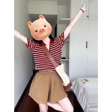 批发红色条纹针织短袖<b class='q'>t</b><b class='q'>恤</b><b class='q'>女装</b>新款美式辣妹小众