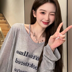 批发字母灰色冰丝防晒衣罩衫女露肩薄款<b class='q'>长袖</b><b class='q'>t</b><b class='q'>恤</b>宽