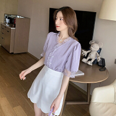 批发洋气甜美时尚雪纺<b class='q'>衬衣</b>上衣新款白色<b class='q'>衬衫</b>女法式设计感小众