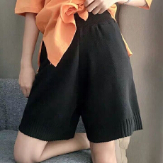 批发新款春夏外穿<b class='q'>短裤</b>女宽松针织松紧腰裤子直筒高
