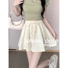 批发米<b class='q'>白色</b>裤裙女夏季2026新款小个子高腰垂感a字裙宽松阔腿运