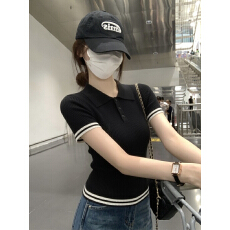 夏季新款女士时尚气质POLO领短袖T恤打底衫修身显瘦