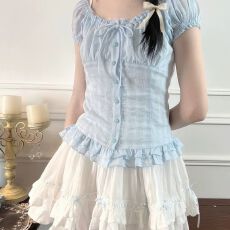批发已出货啦啦酱 千岛森会 **设计古着doll感奈奈风<b class='q'>一字肩</b>上衣