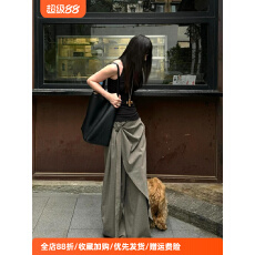 批发KSKM不规则垂感<b class='q'>西装</b>裤女2025新款美式复古设计感小众宽松阔腿长裤