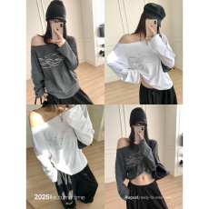 批发SUNONEONE【<b class='q'>星</b>尘宣言】早秋休闲时尚烫钻印花可多穿长袖T